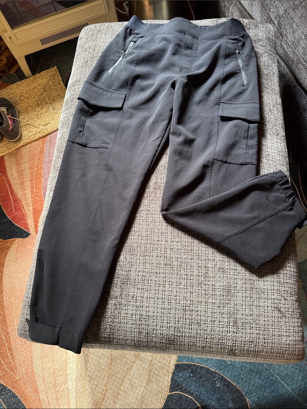 Athleta Black Cargo Joggers with Zip Pockets